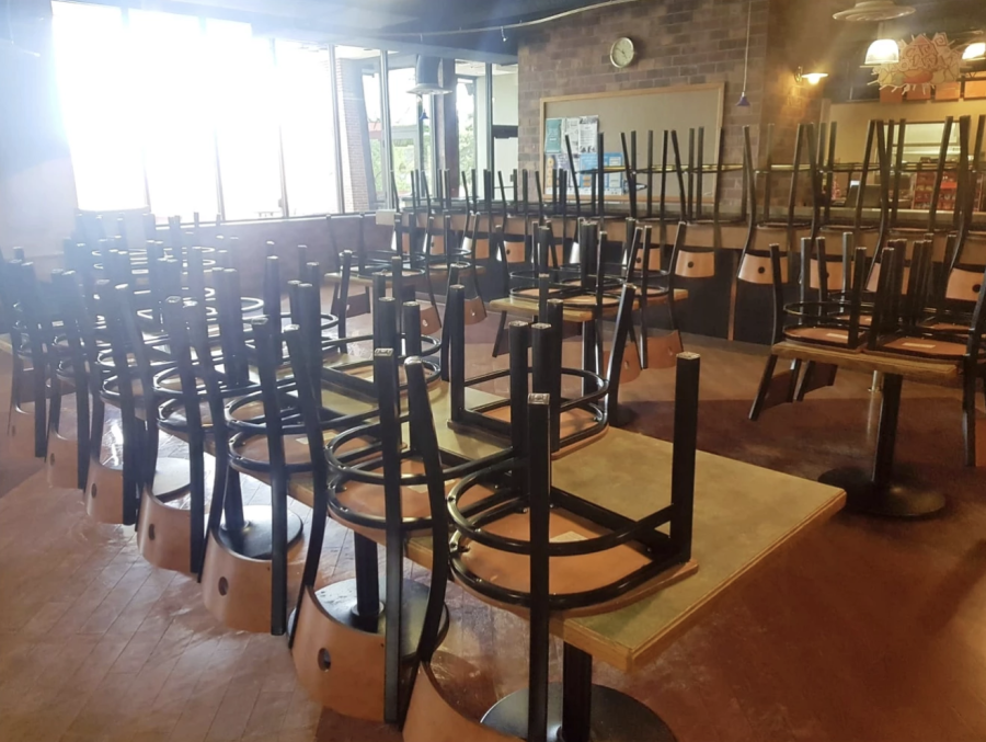 Chairs were put up in the University Grill during the shut down of the SWOSU campus in spring 2020.