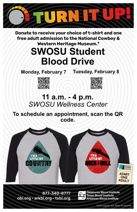 Turn It Up Blood Drive Planned Feb. 7-8 at SWOSU