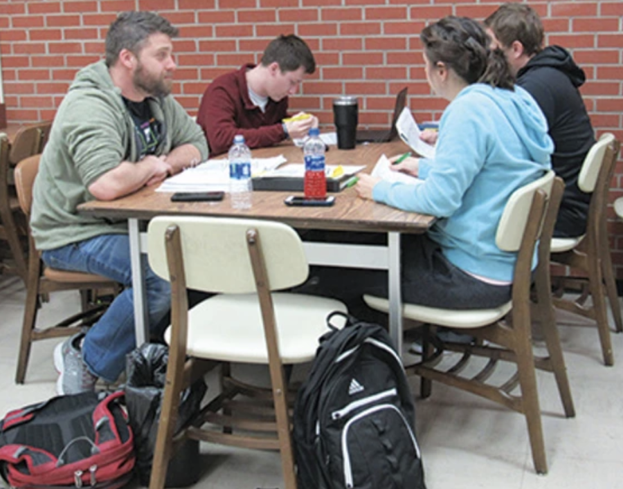 A study group in the Al Harris Library.