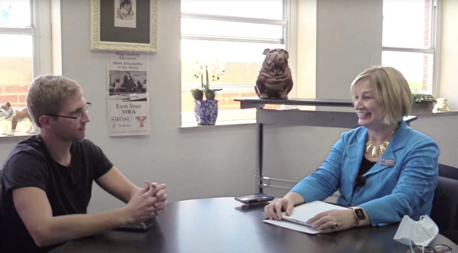 The Southwestern News Editor Johannes Becht (left) sat down with SWOSU President Dr. Diane Lovell on Aug. 26.
